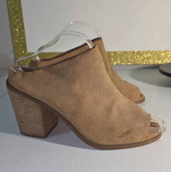 Torrid Tan Block Heel Mules BTI Mules, 9W Open-toe / peep-toe - Picture 10 of 17